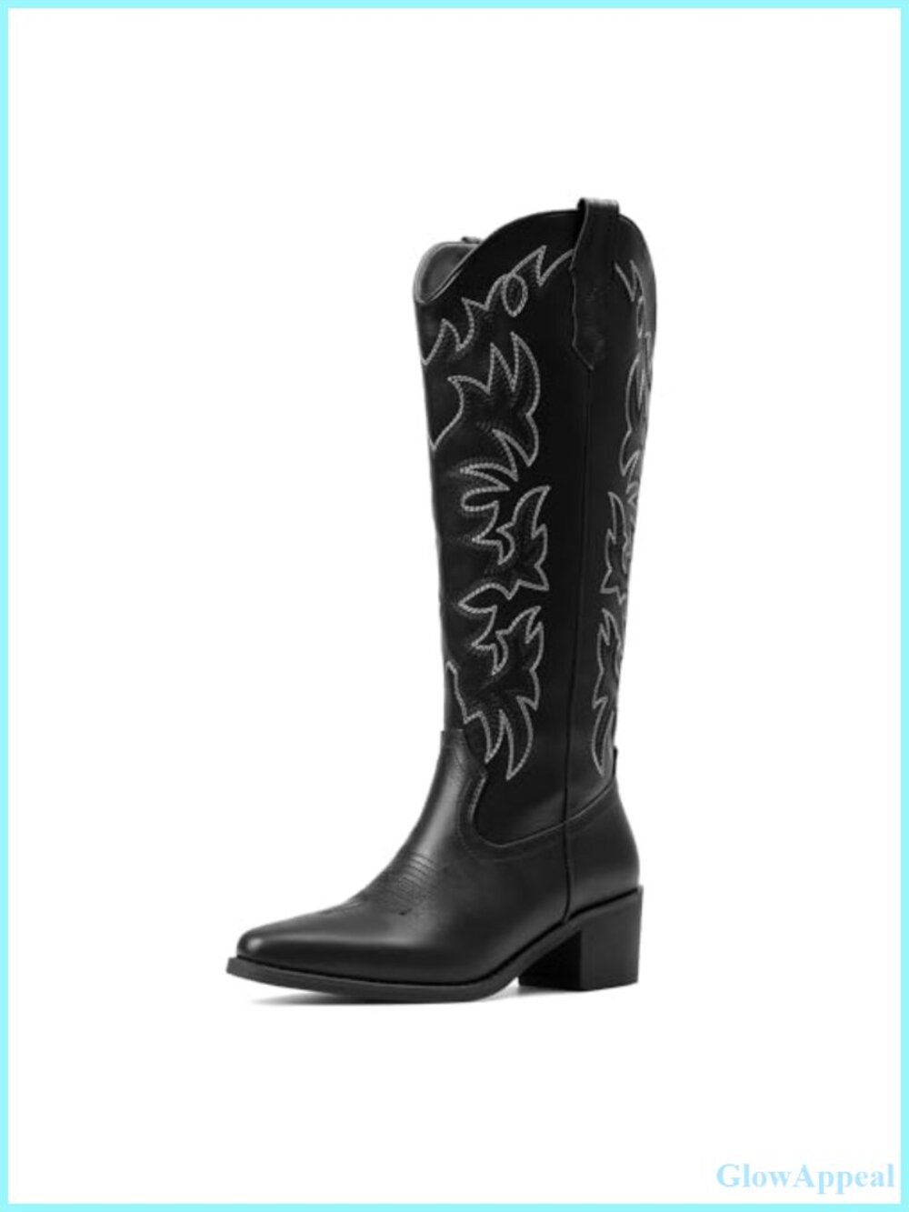 Women's Knee High Cowboy Boots Pointed Toe Chunky Heel Pull On Western